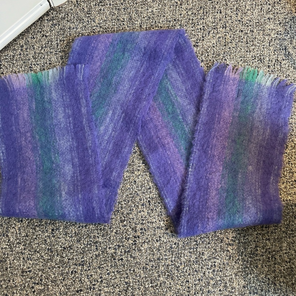 Purple and Green Striped Scarf